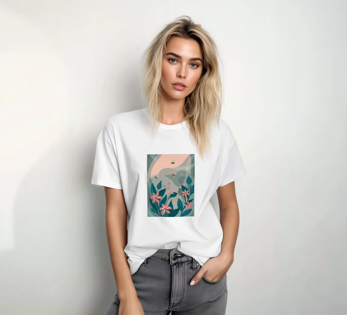 Fiori e api t-shirt da HAPPY SHOP
