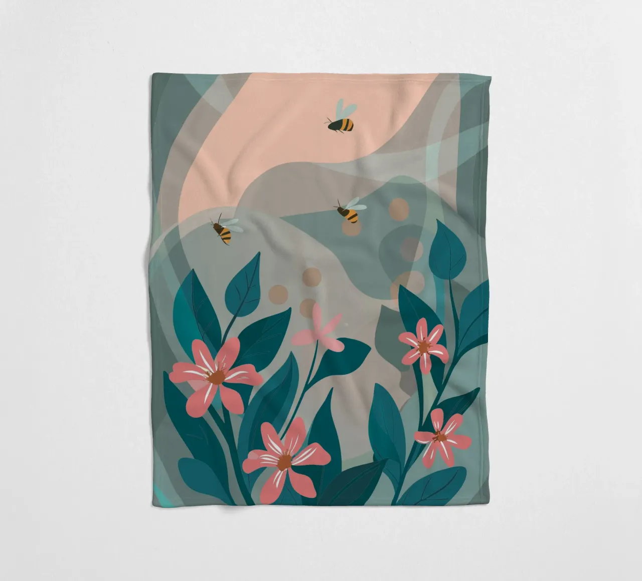 Fiori e api coperta in pile da HAPPY SHOP