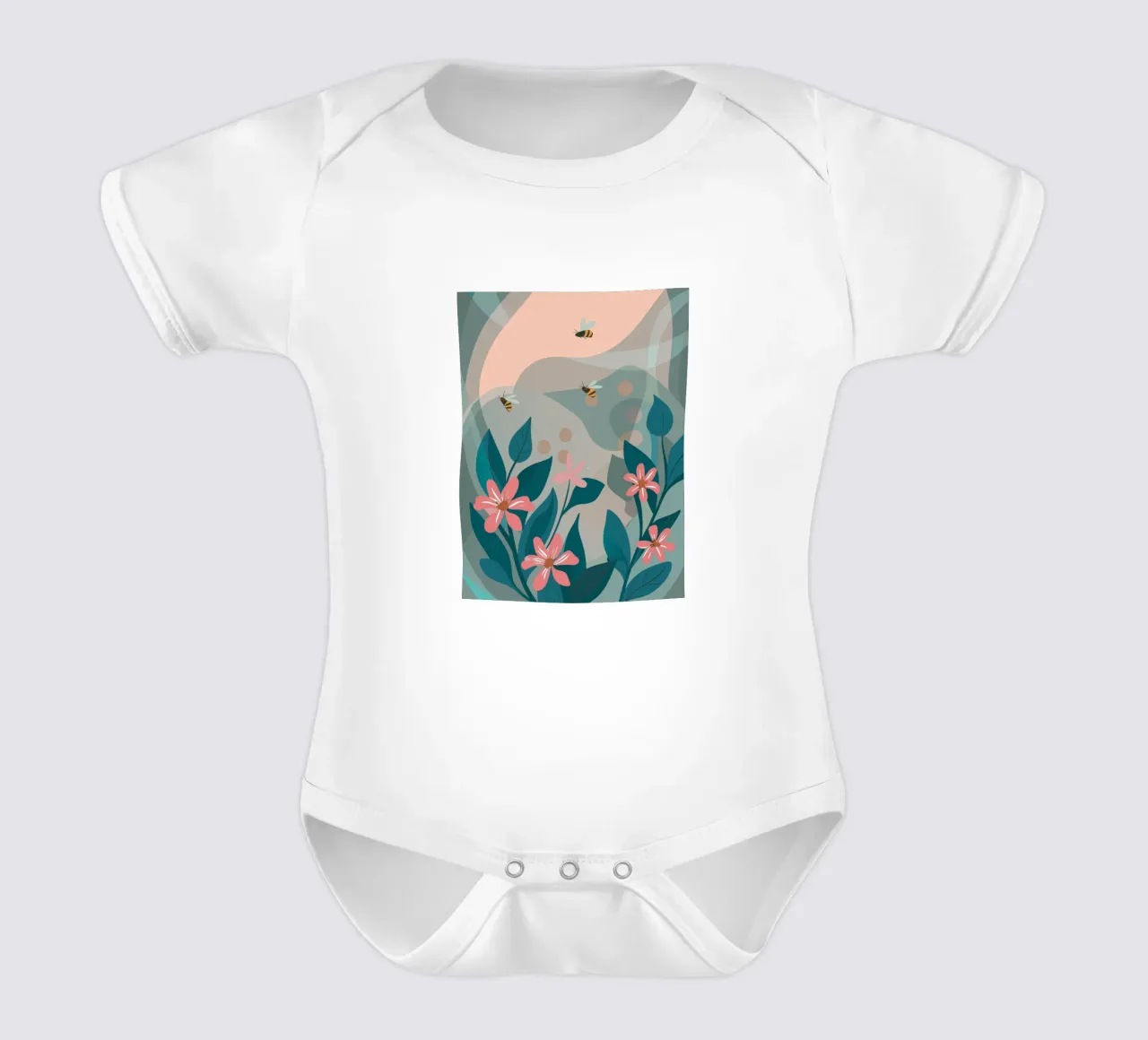 Fiori e api body neonato maniche corte da HAPPY SHOP