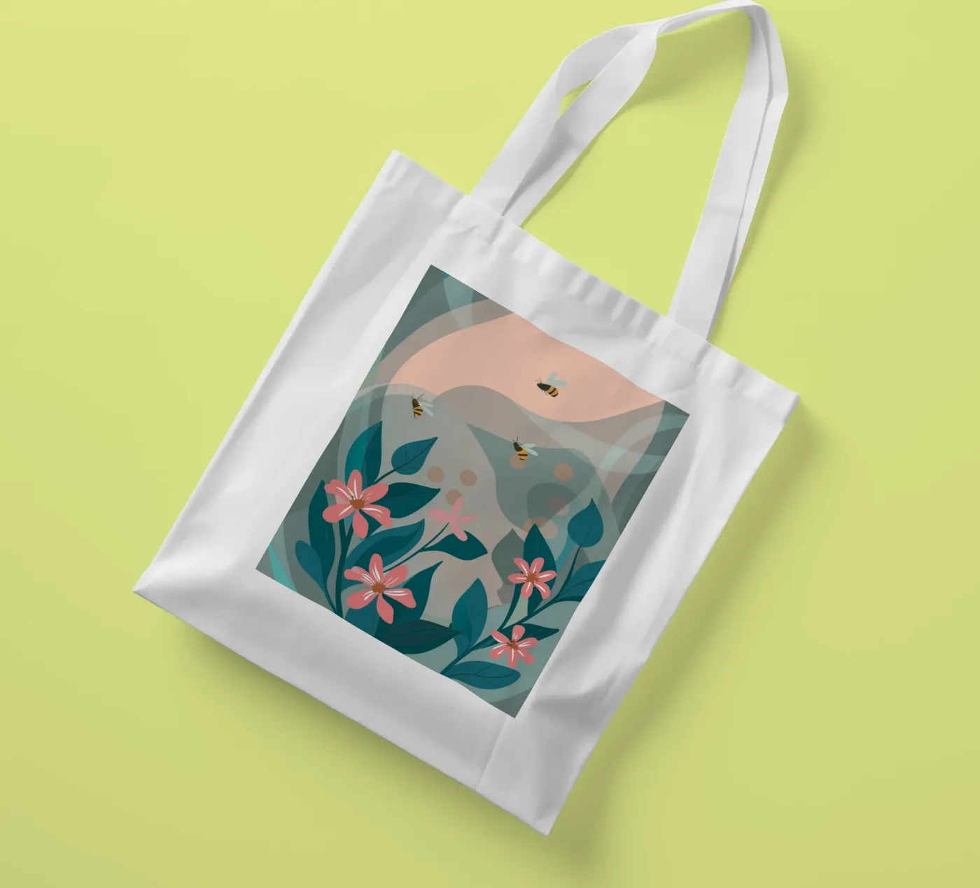 Fiori e api borsa in juta da HAPPY SHOP