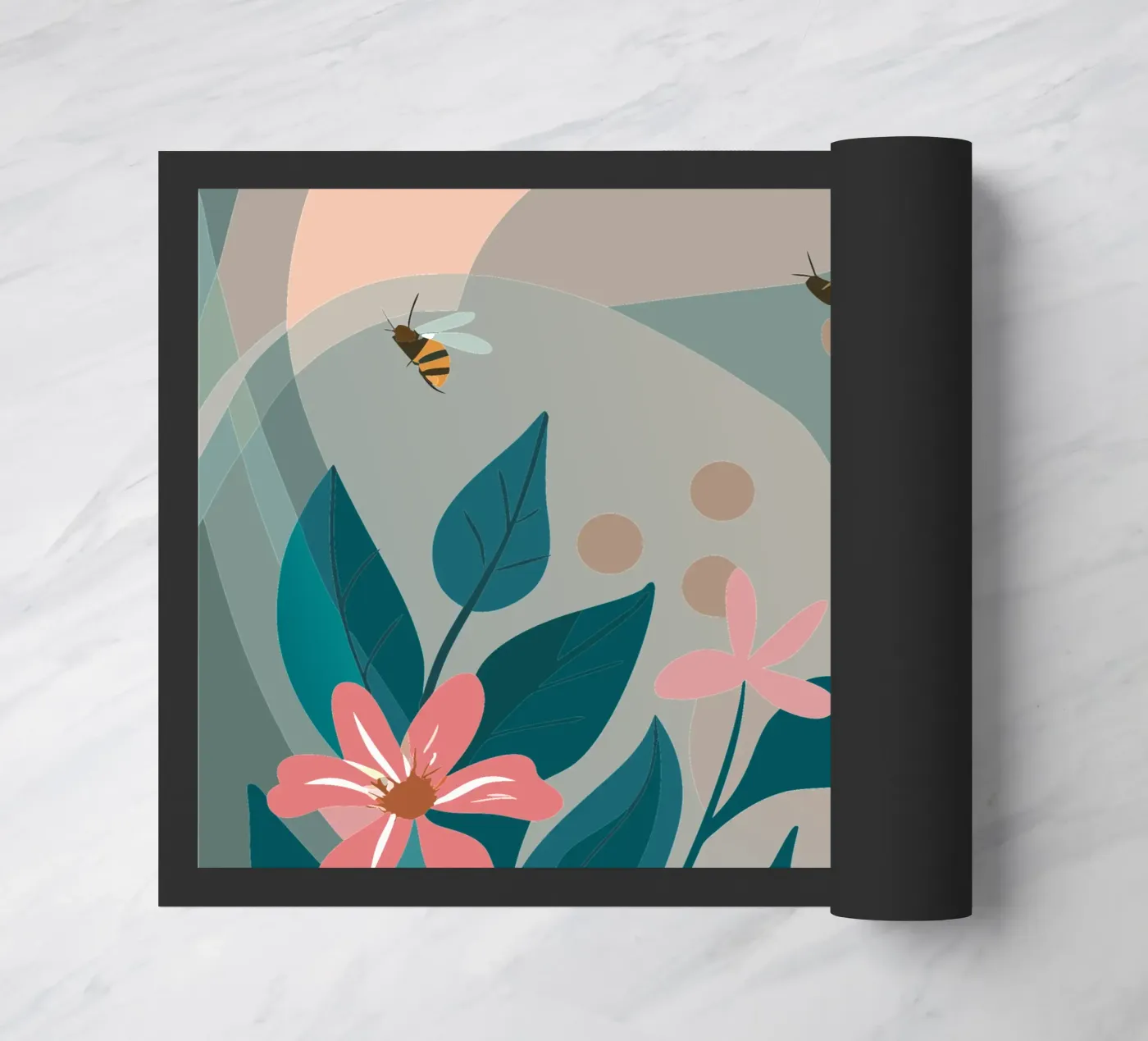 Flowers and Bees Fußmatte von HAPPY SHOP