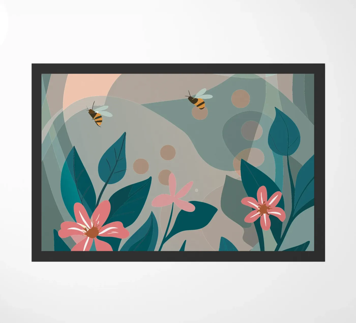 Flowers and Bees Fußmatte von HAPPY SHOP