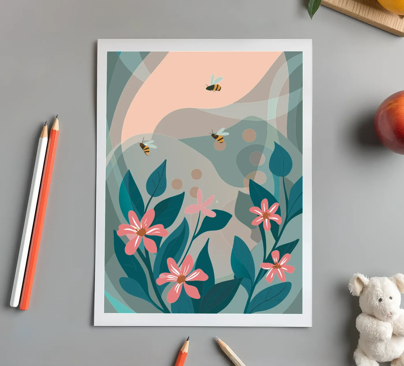 Fiori e api foglio adesivo da HAPPY SHOP