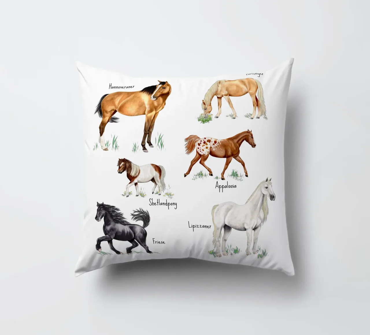 Cavalli e pony n. 01 cuscino da Moonlit Illustrations