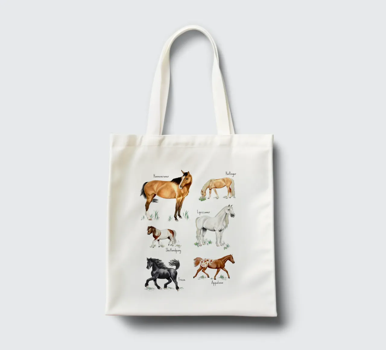 Cavalli e pony n. 01 borsa in juta da Moonlit Illustrations