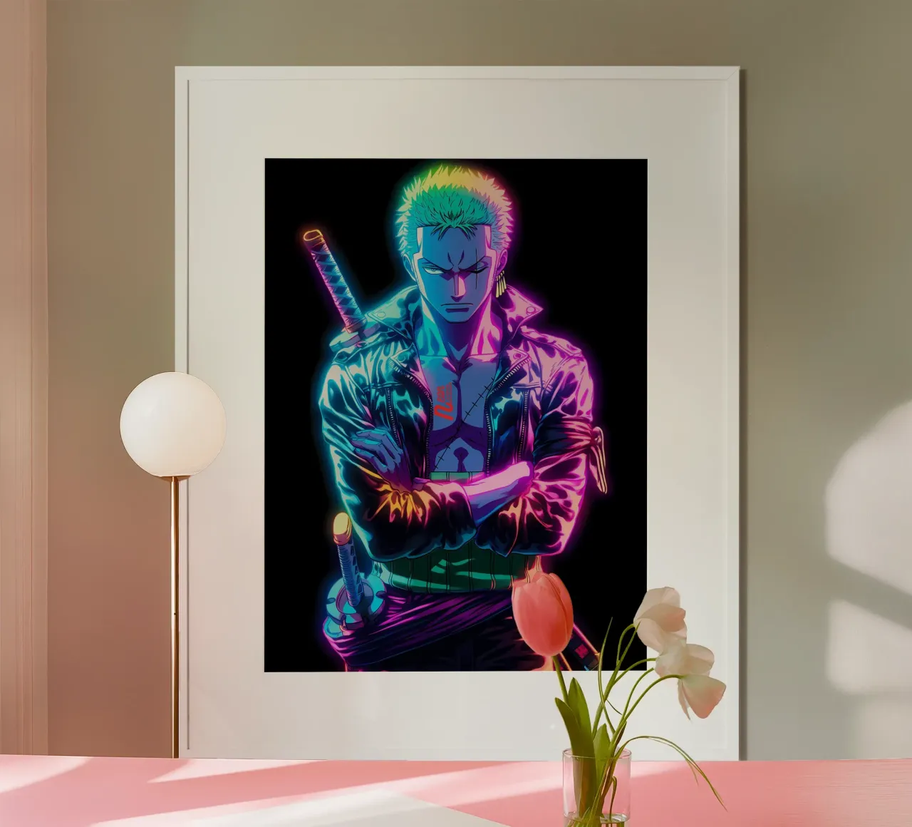 Zoro One Piece Poster mit Aluminium Rahmen von Musadad Shop