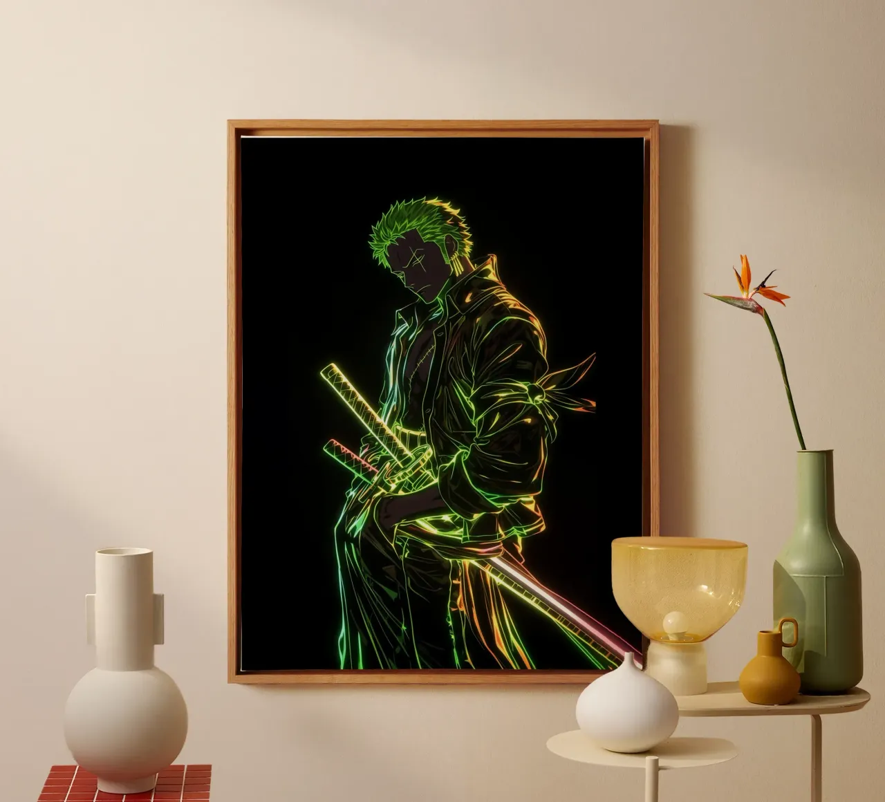 Roronoa Zoro tela con Cornice a cassetta da Musadad Shop