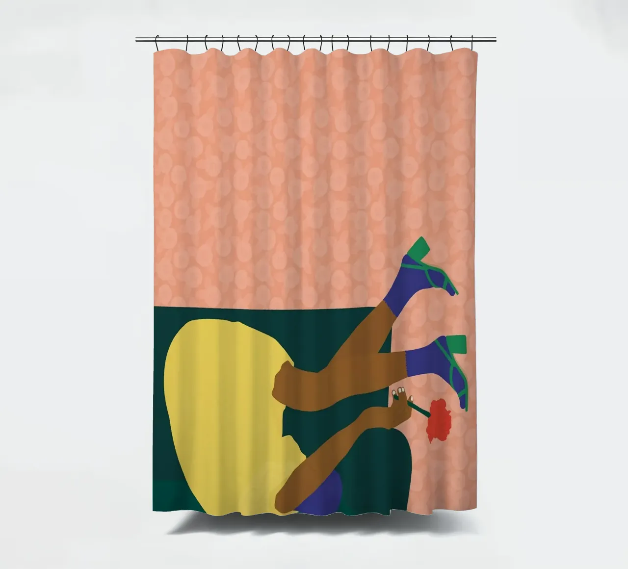 gambe a fiore tacchi abito giallo tenda da doccia da Ella Ward