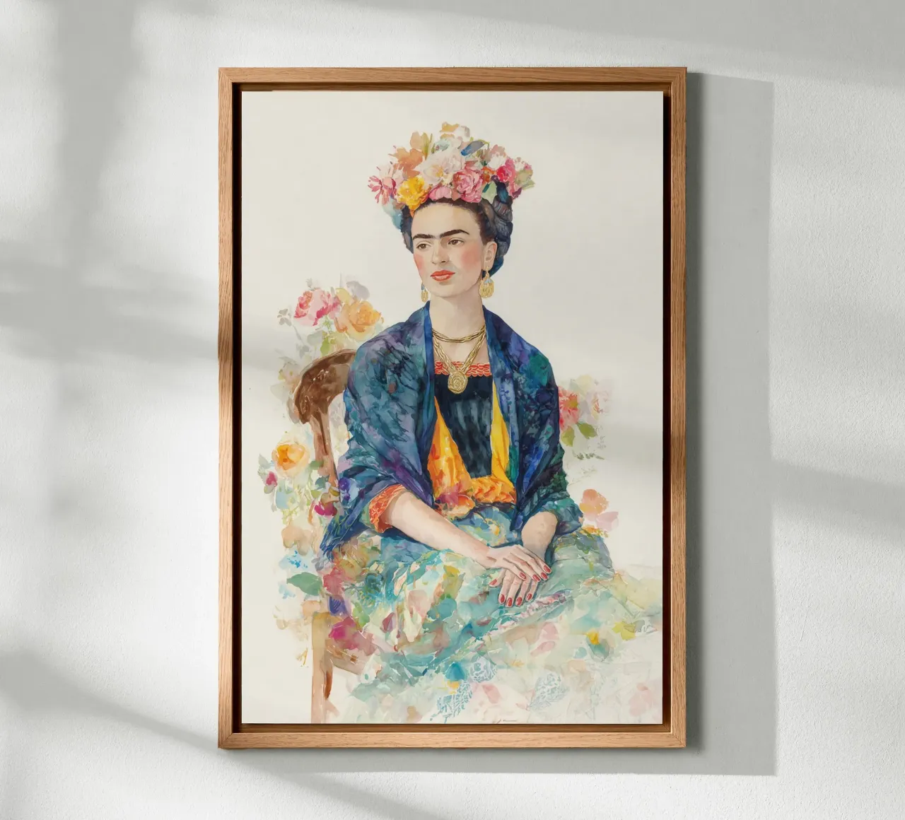 Folkloristic Frida Kahlo canvas with Floater frame by Carinaprint