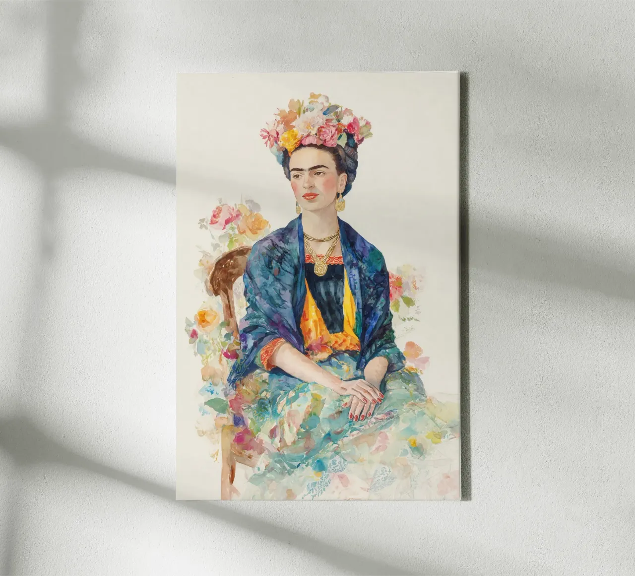 Folkloristic Frida Kahlo canvas with Floater frame by Carinaprint