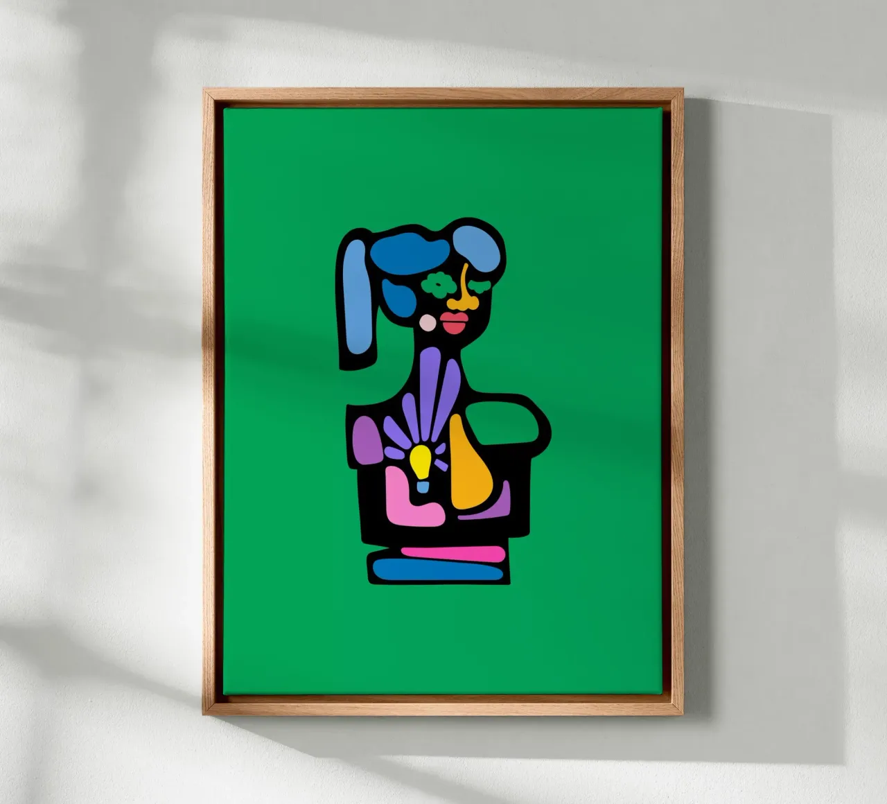 Geel licht canvas met Baklijst van Portraits