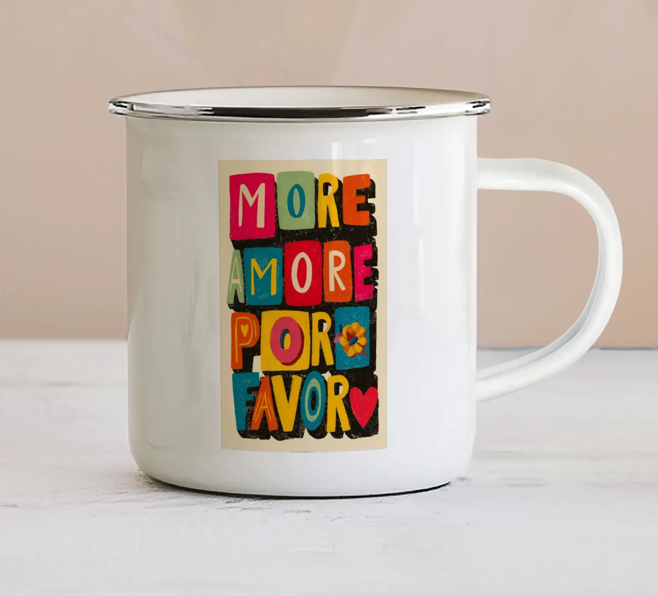 More Amore Por Favor tazza in smalto da Clara August