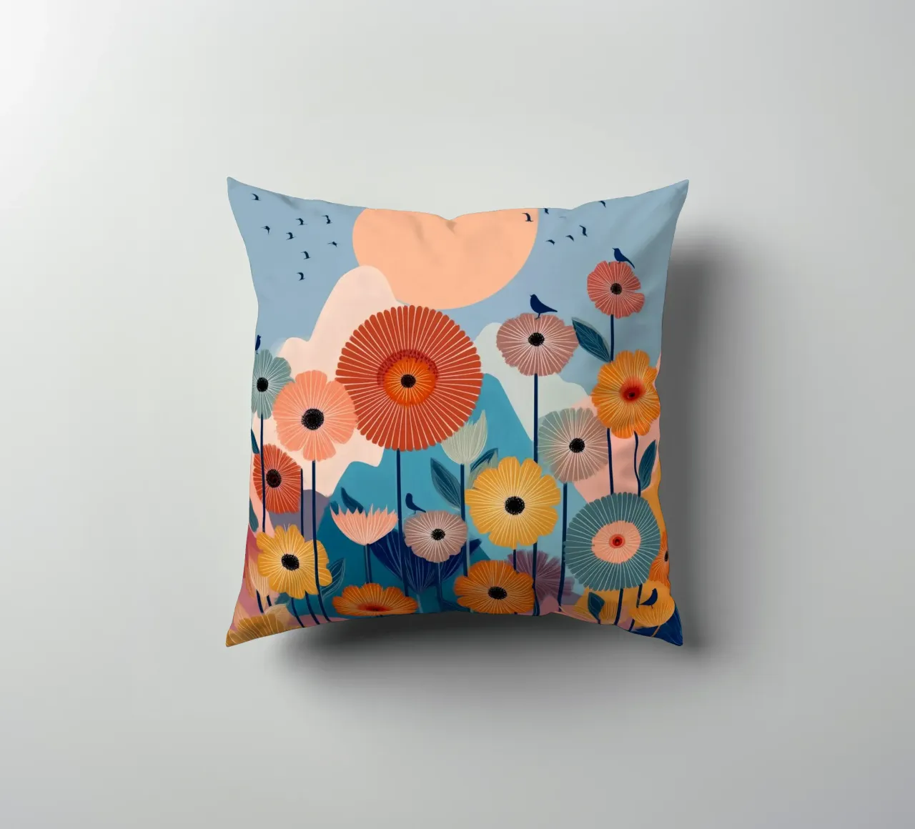 Wildflowers Beneath the Peach Sun coussin de Clara August