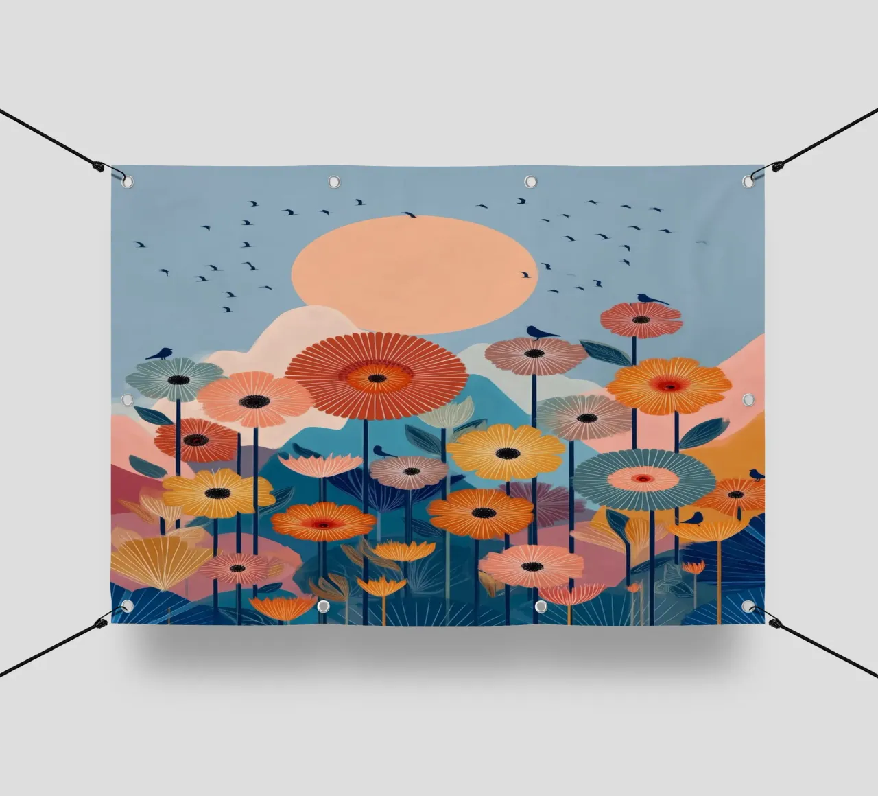 Wildflowers Beneath the Peach Sun bâche pvc de Clara August