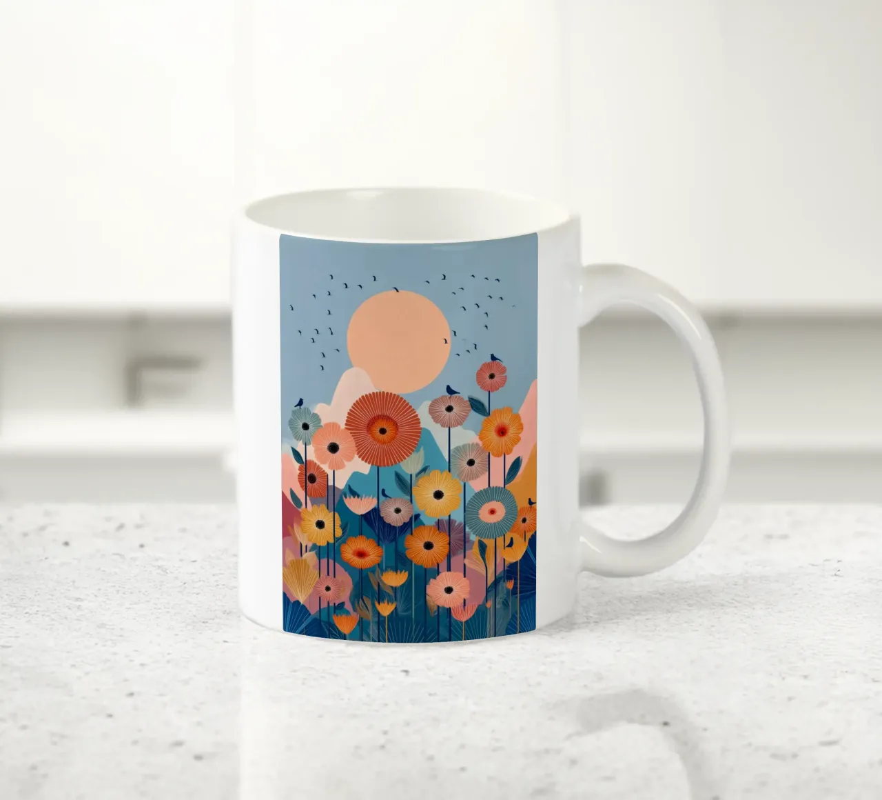 Wildflowers Beneath the Peach Sun tazza in ceramica da Clara August