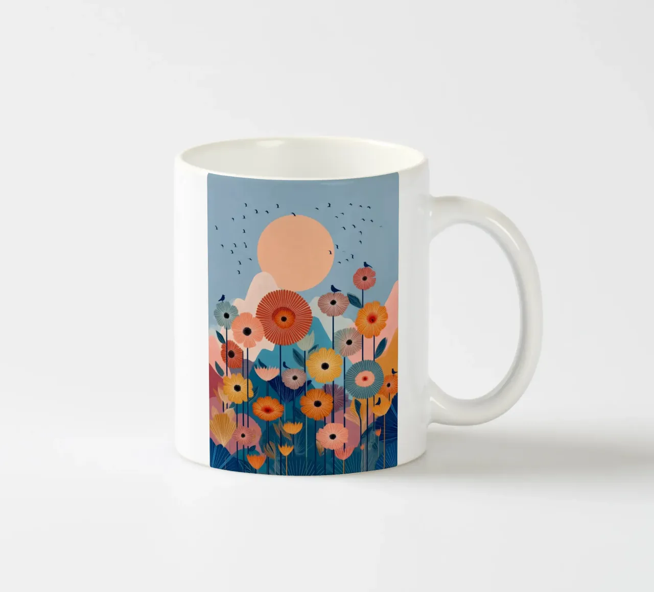 Wildflowers Beneath the Peach Sun tazza in ceramica da Clara August