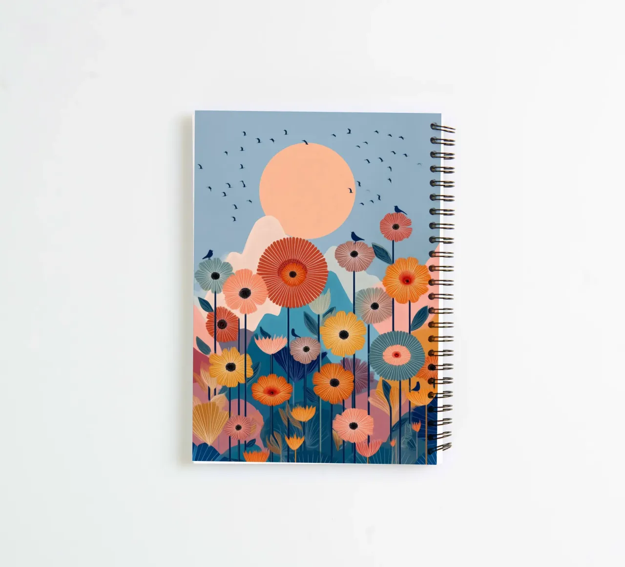 Wildflowers Beneath the Peach Sun spiral notebook by Clara August
