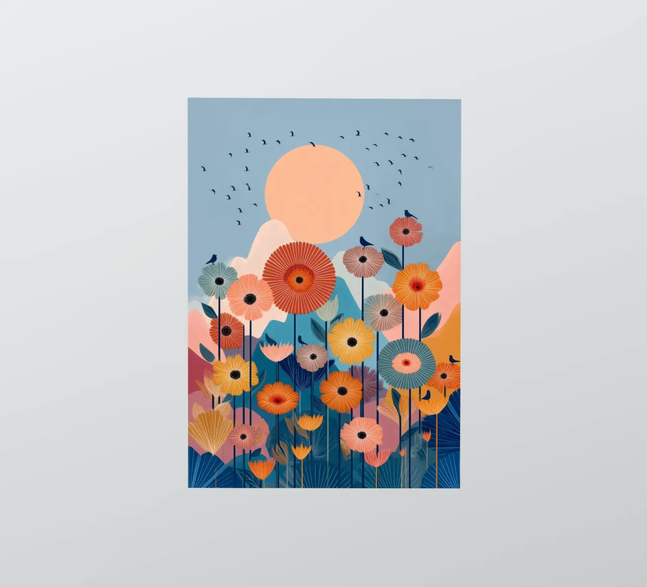Wildflowers Beneath the Peach Sun autocollant de Clara August