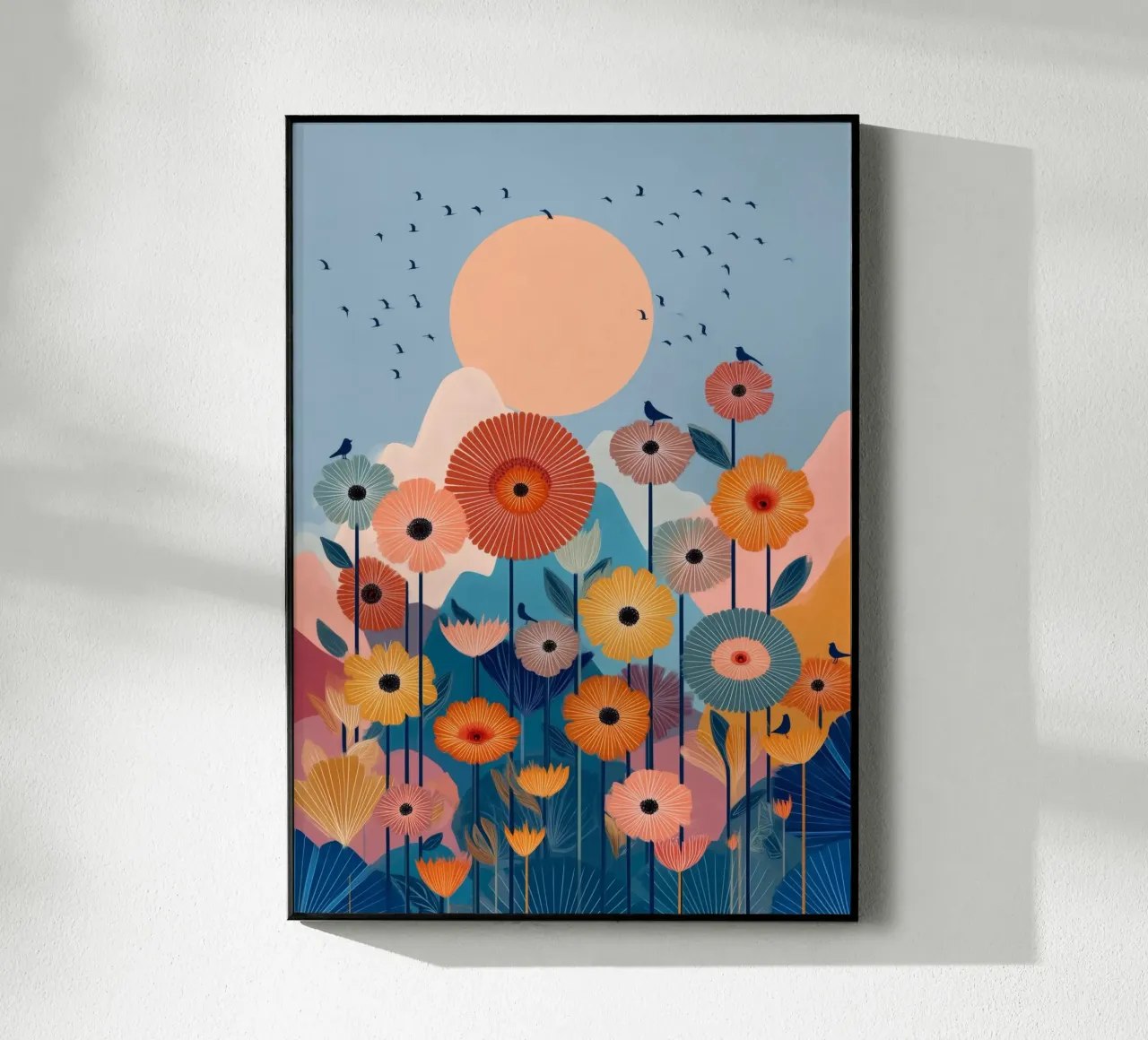 Wildflowers Beneath the Peach Sun acryl van Clara August