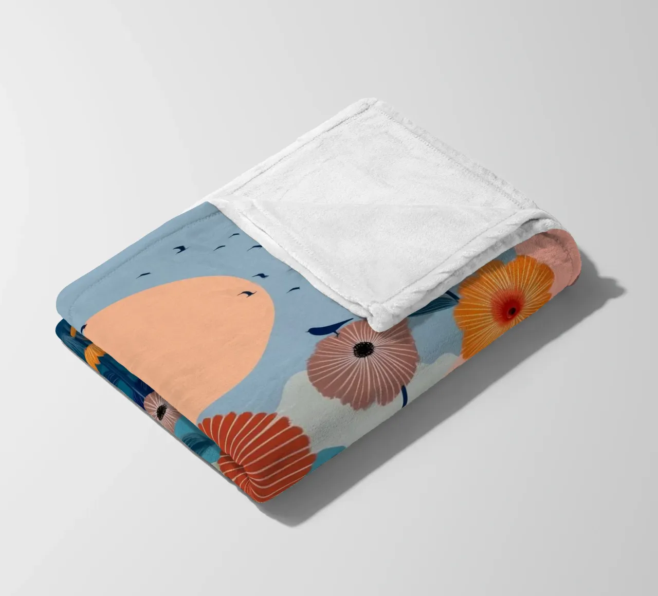 Wildflowers Beneath the Peach Sun fleece blanket by Clara August