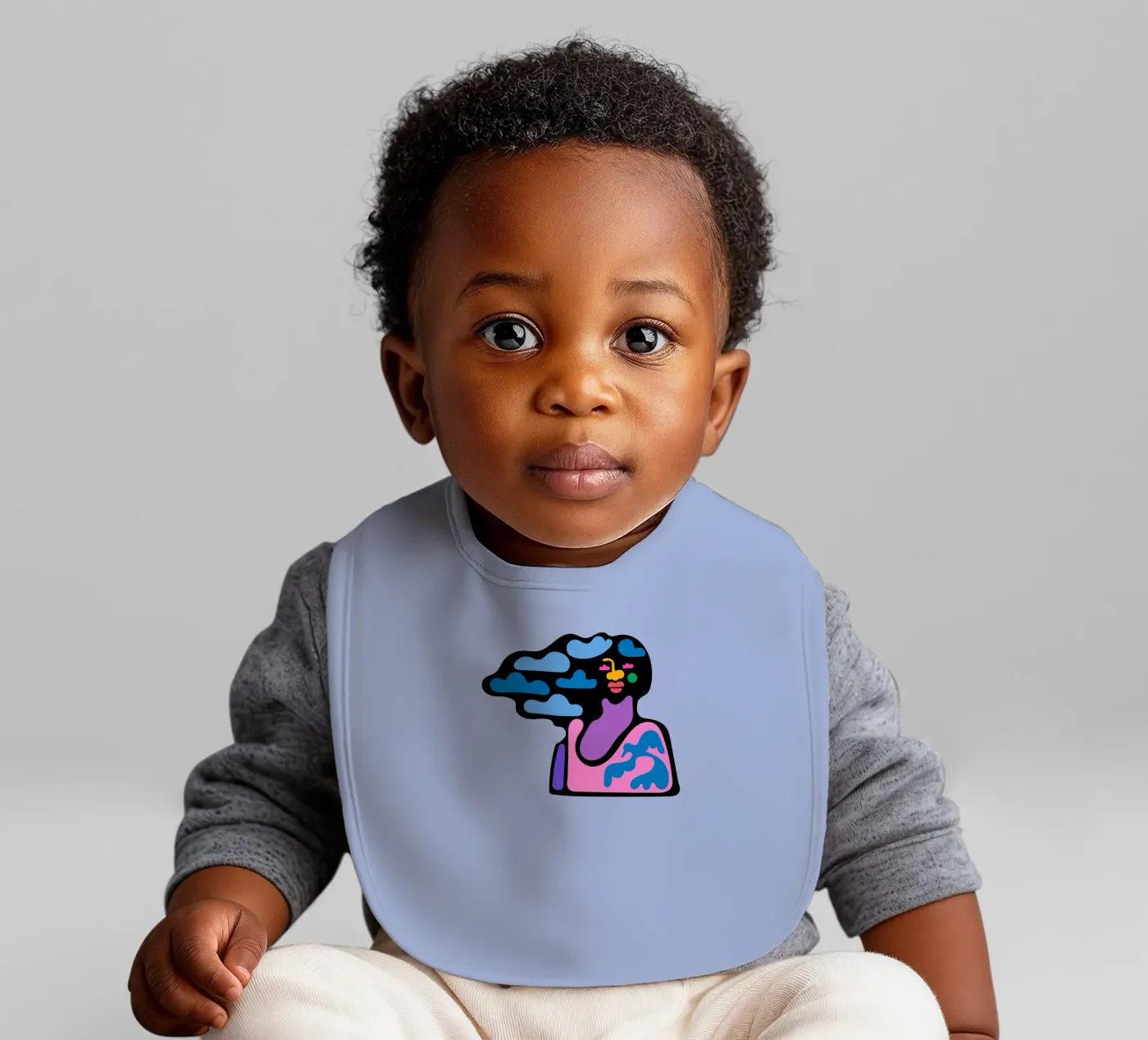 Cloudy baby bib by Portraits