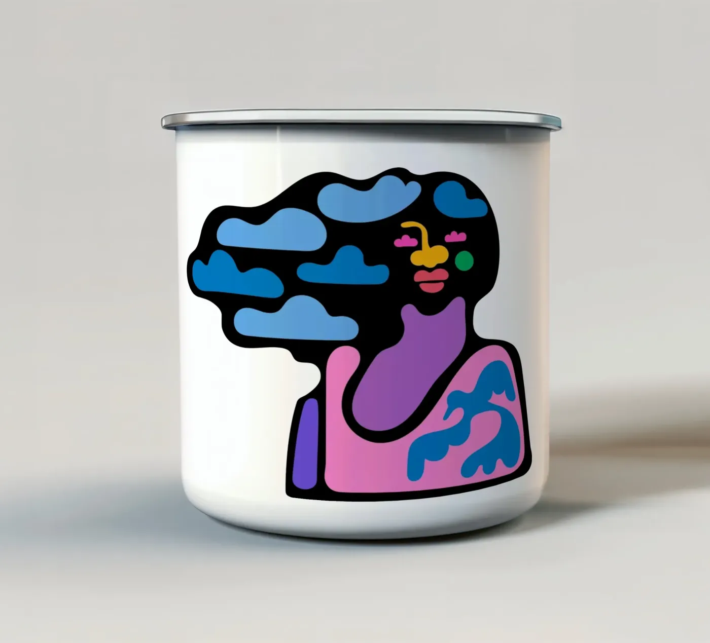 Cloudy enamel mug by Portraits