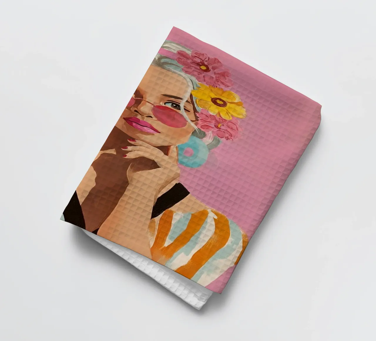 Summery fashion icon tea towel by Carinaprint
