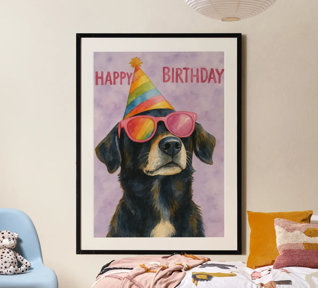 Quadro di buon compleanno per cani carta hahnemühle da Goldend