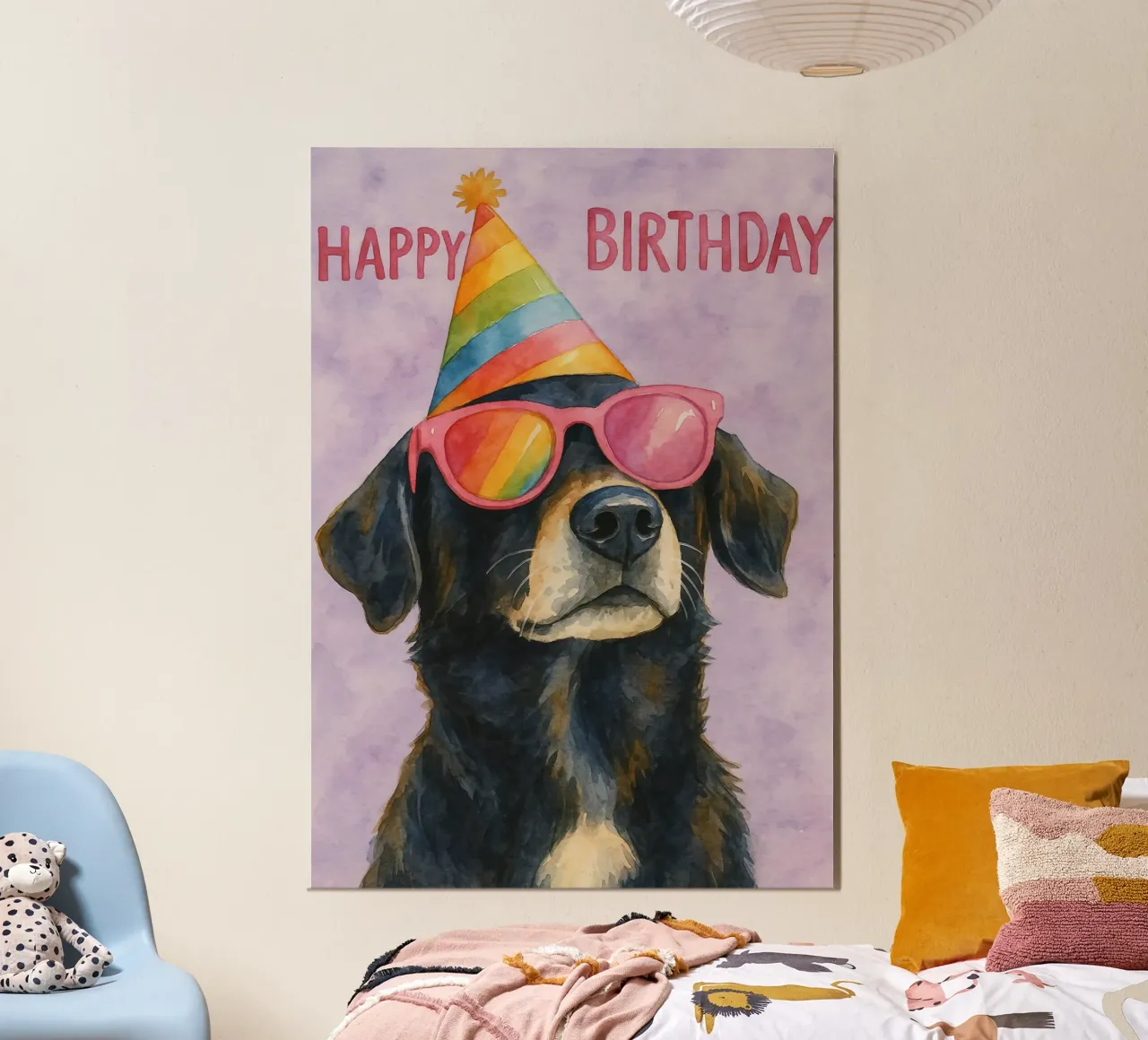 Quadro di buon compleanno per cani carta hahnemühle da Goldend