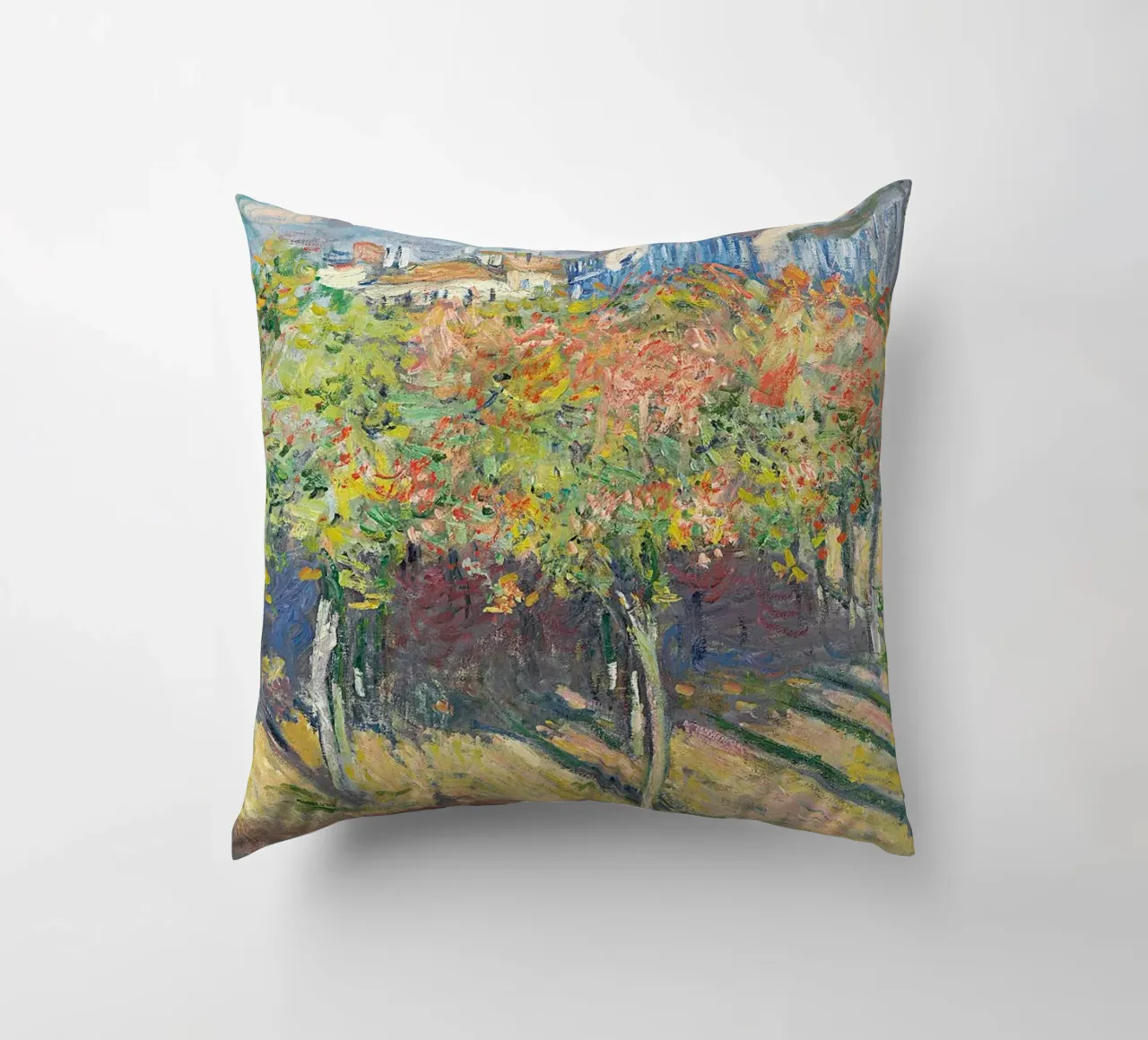 The Lime Trees at Poissy decorative cushion by RodneyArt