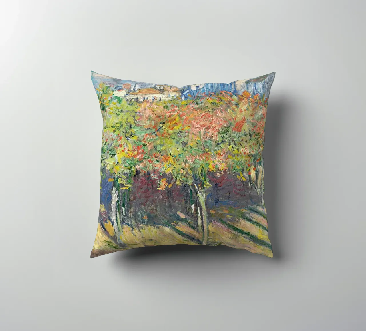 The Lime Trees at Poissy decorative cushion by RodneyArt