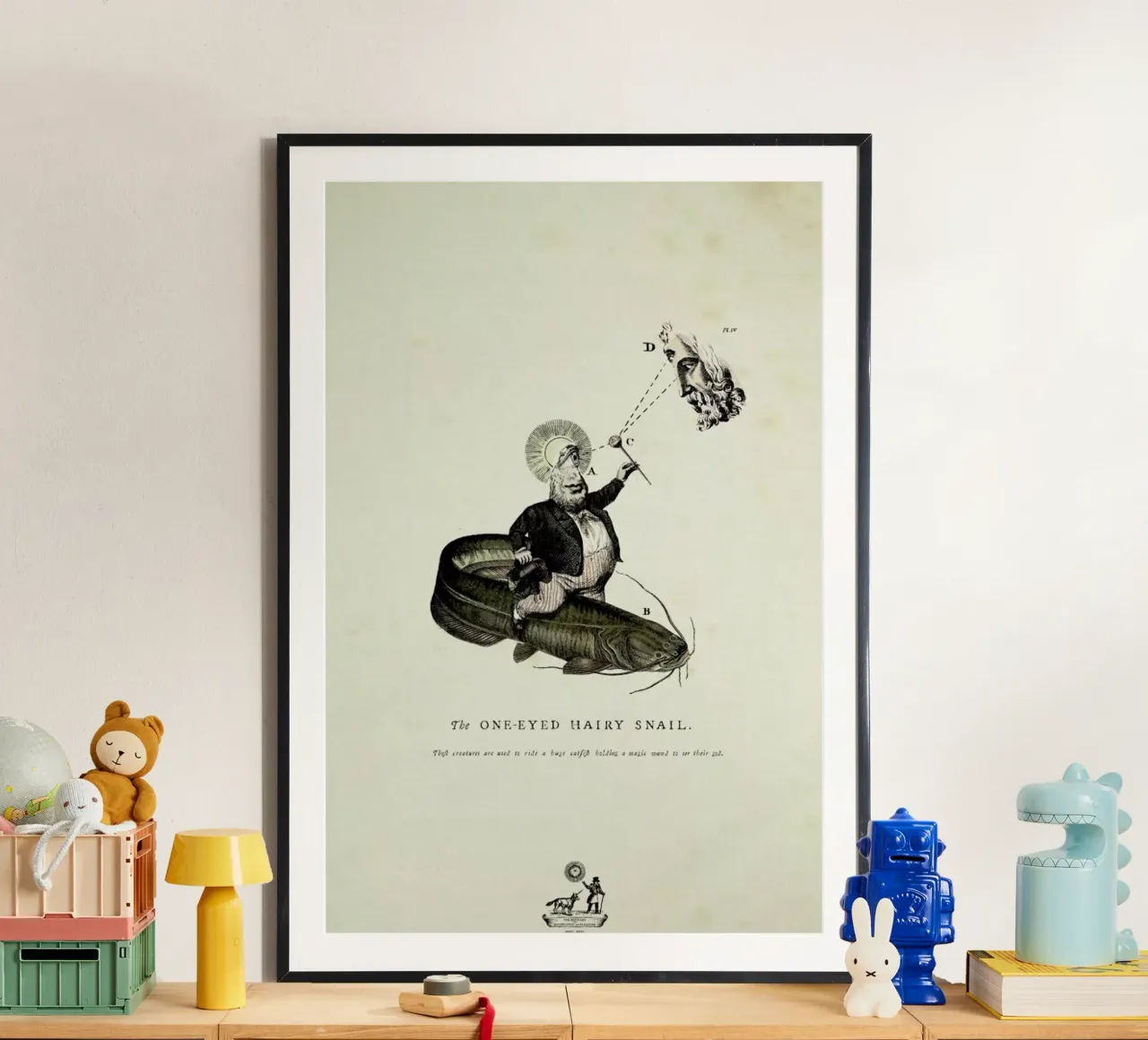 The one-eyed hairy snail poster con telaio in legno da Matteo Morelli