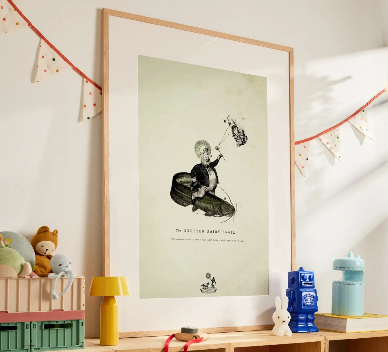 The one-eyed hairy snail poster con telaio in legno da Matteo Morelli