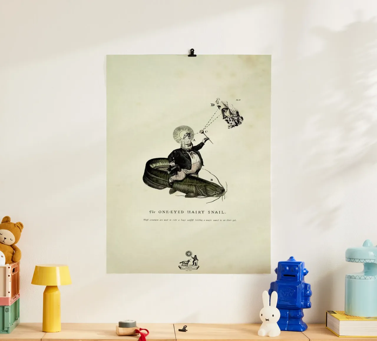 The one-eyed hairy snail poster con telaio in legno da Matteo Morelli