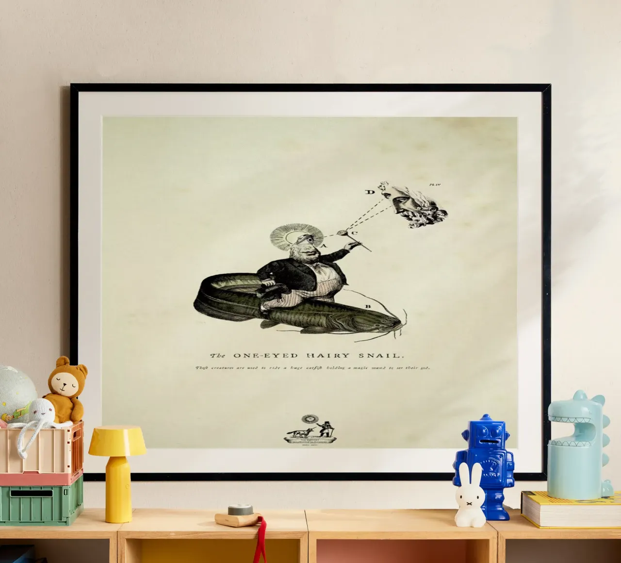 The one-eyed hairy snail poster con telaio in legno da Matteo Morelli