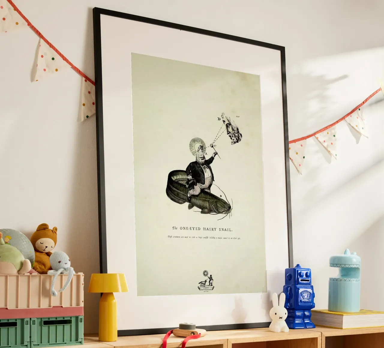 The one-eyed hairy snail poster con telaio in legno da Matteo Morelli