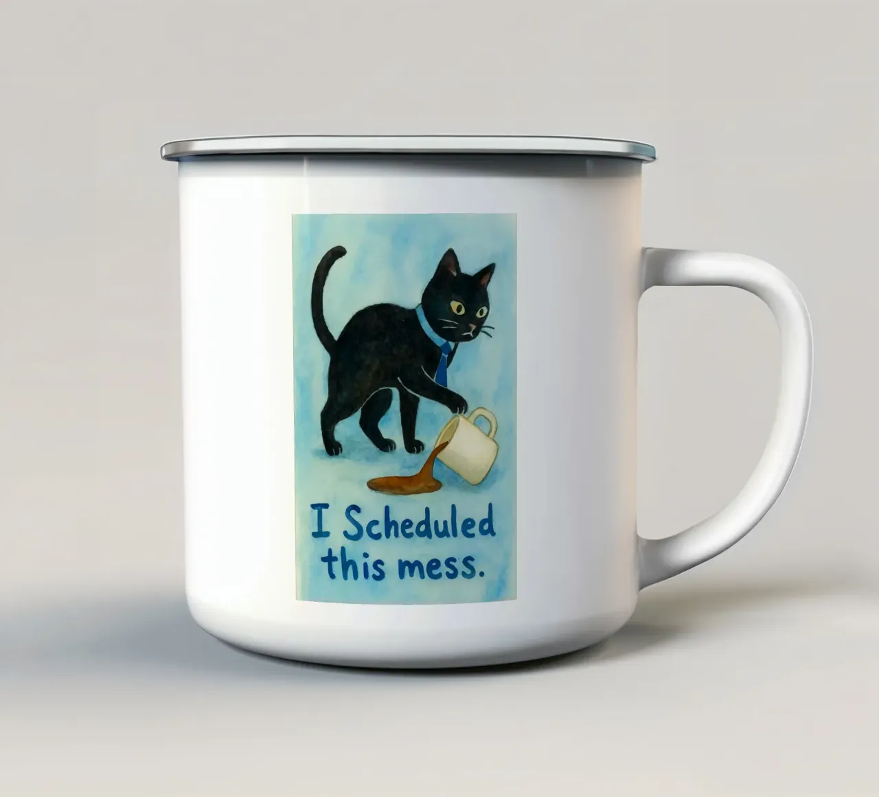 ho programmato la pittura di questo gatto disordinato tazza in smalto da Goldend