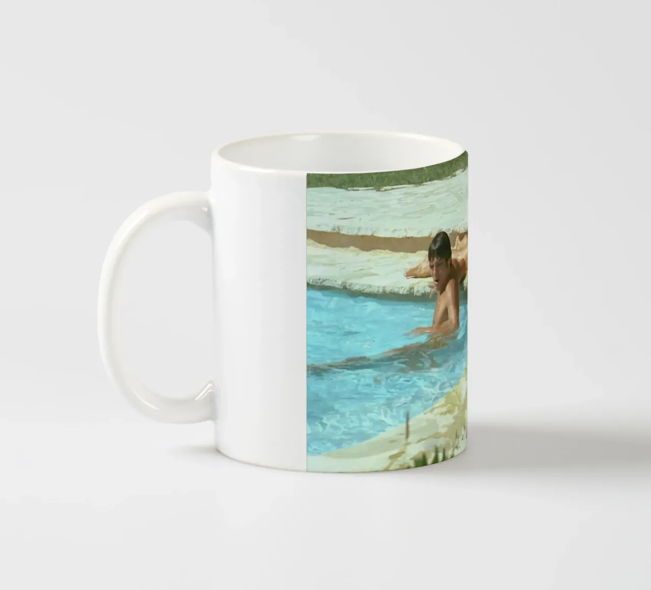 La Piscine Romance on The Poolside ceramic mug by Queenshop