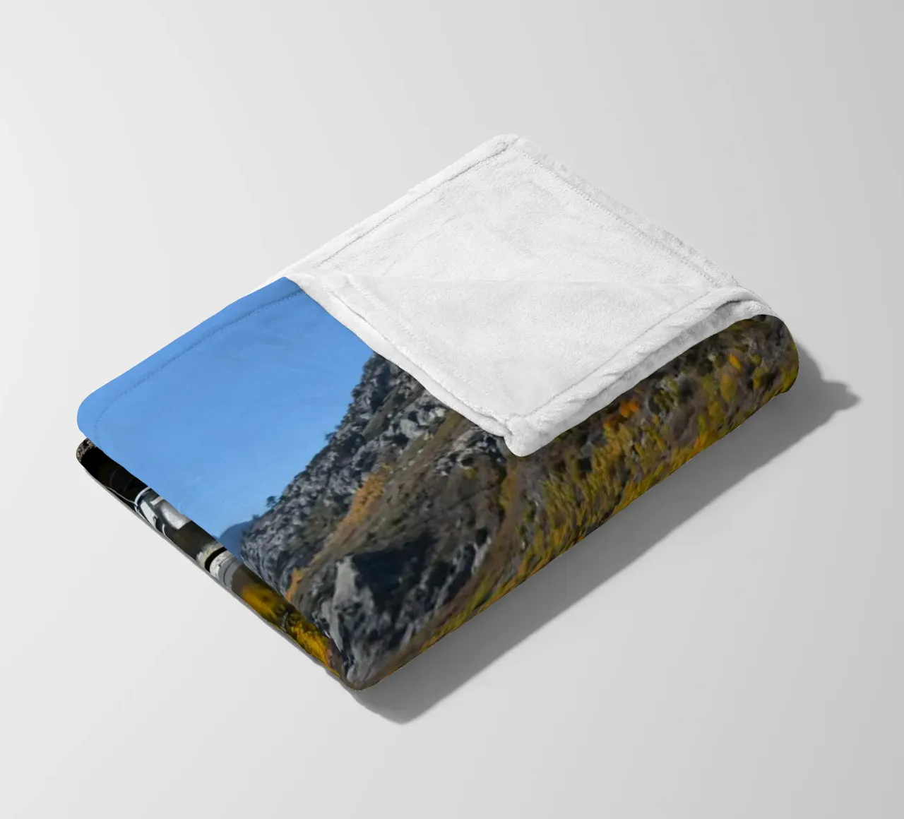 Serene Lake Morning with Dock and Boats fleece blanket by byrieneke