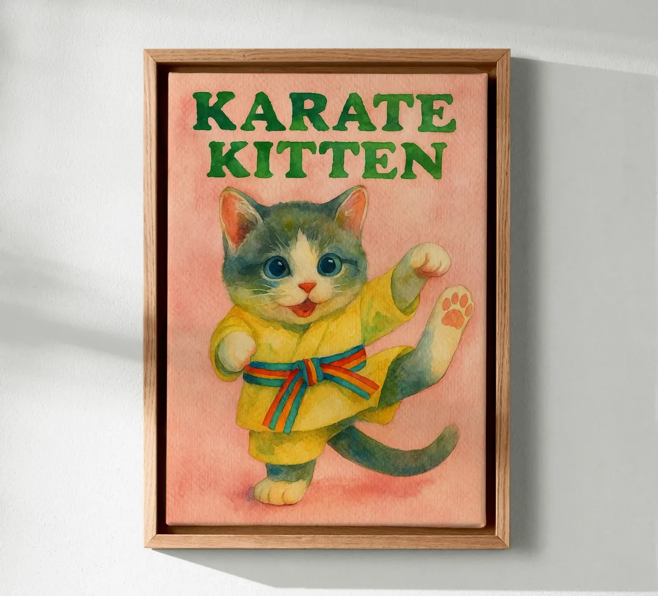 pittura di karate per gattini tela con Cornice a cassetta da Goldend