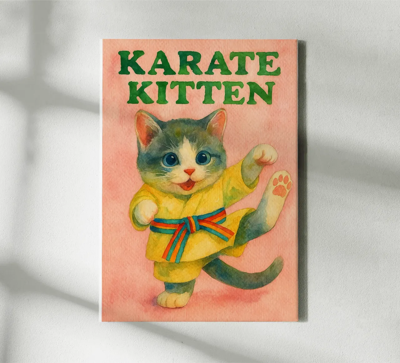 pittura di karate per gattini tela con Cornice a cassetta da Goldend