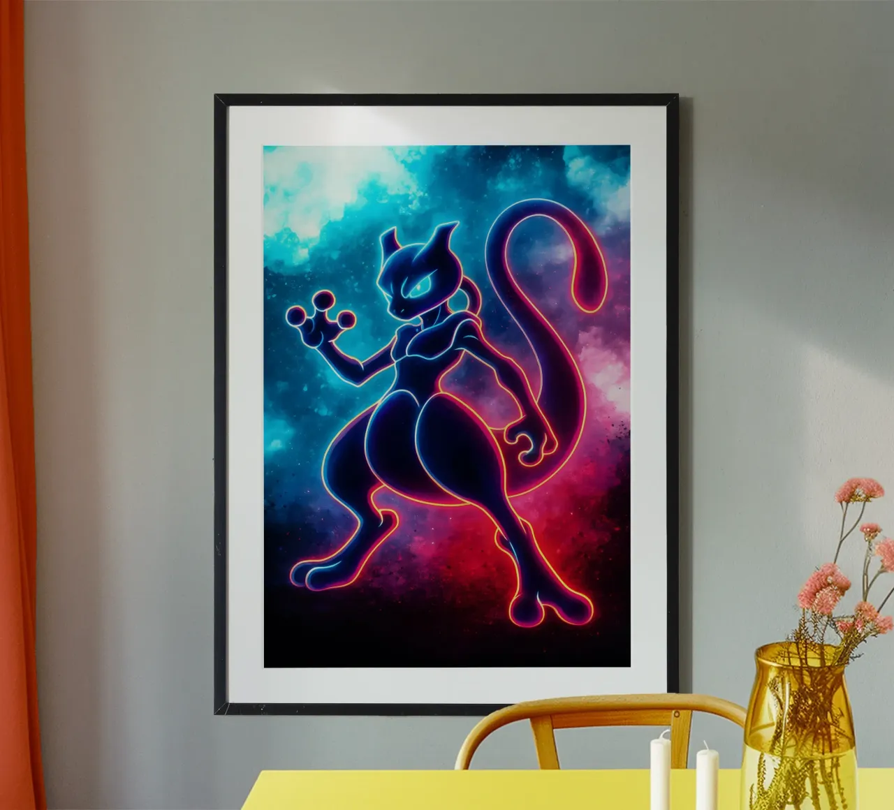 Soul Of Pokemon Mewtwo poster con telaio in legno da DGSoulheroes