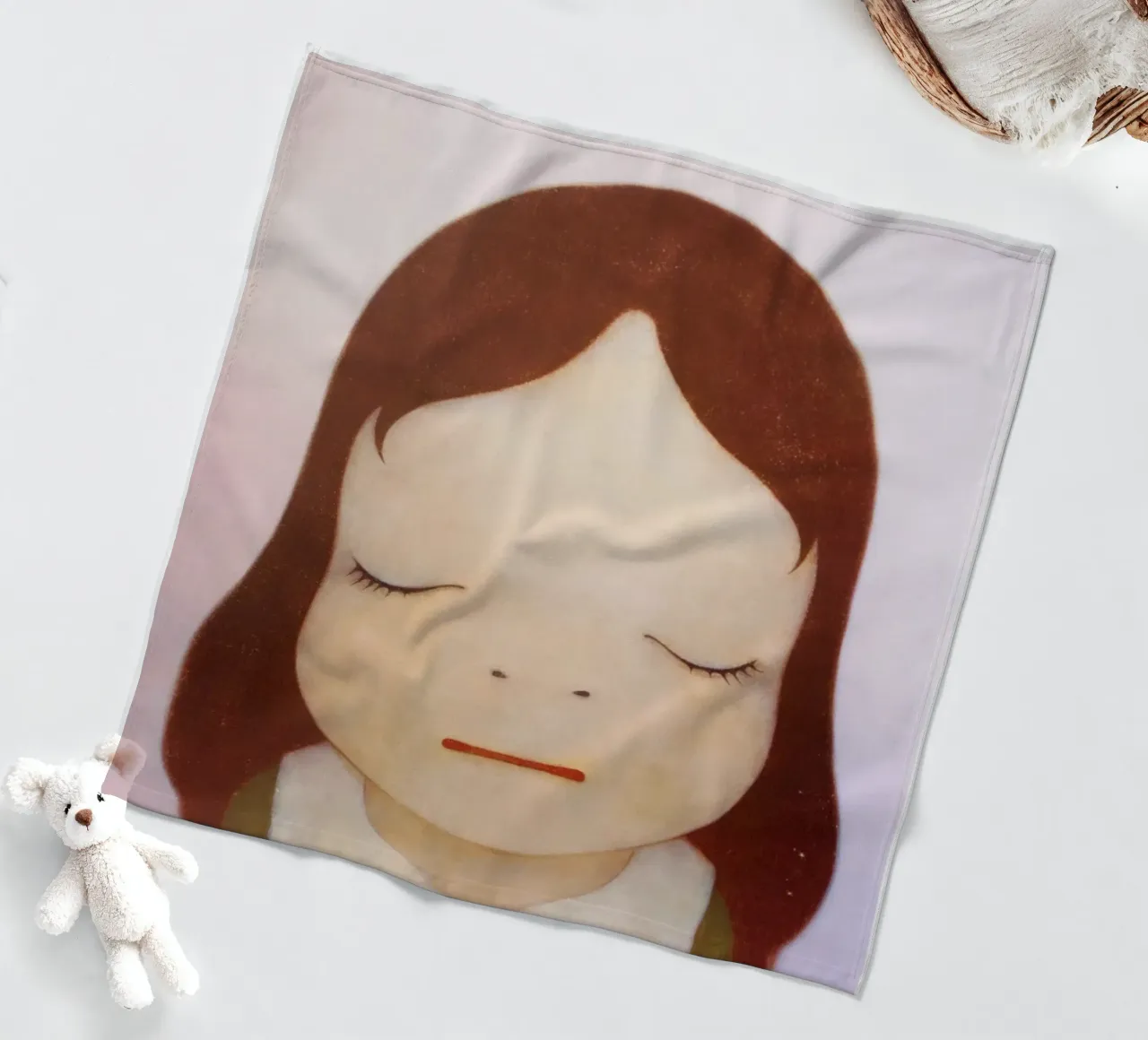 ragazza nara occhi chiusi coperta in pile da vickiropaint