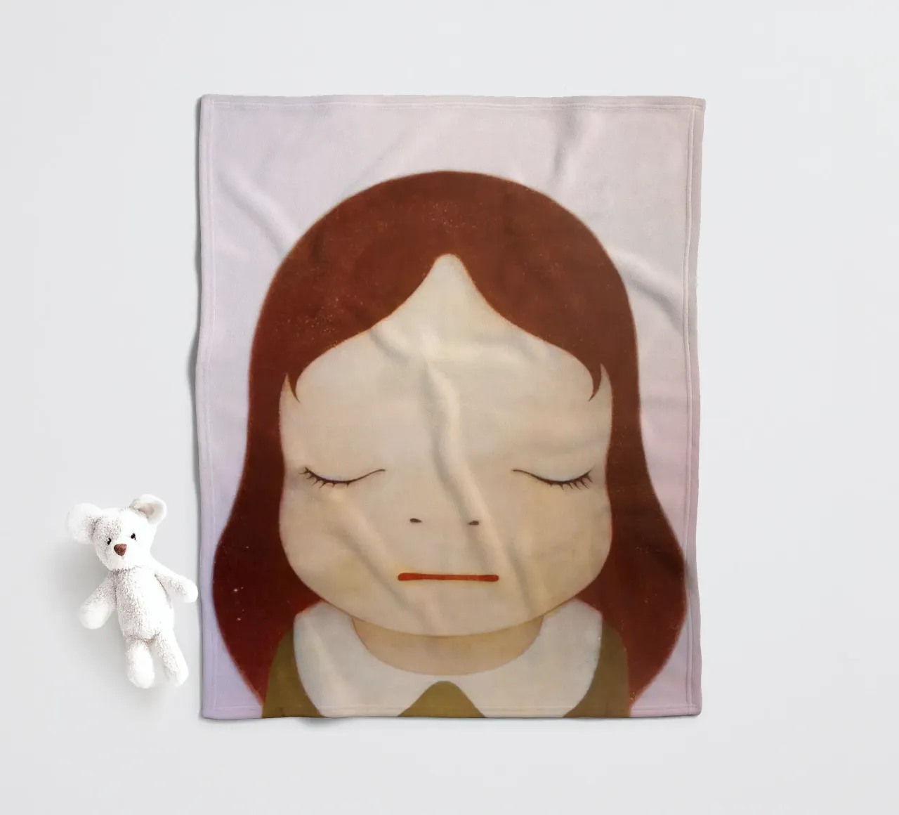 ragazza nara occhi chiusi coperta in pile da vickiropaint