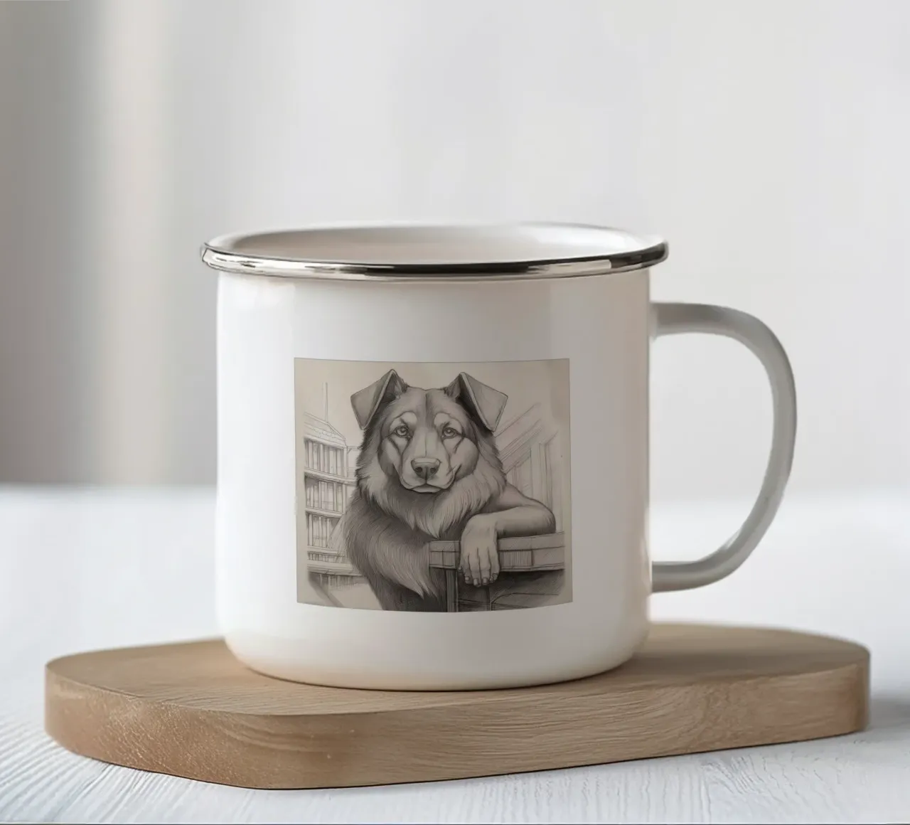 Cane con braccio umano tazza in smalto da That's Crazy