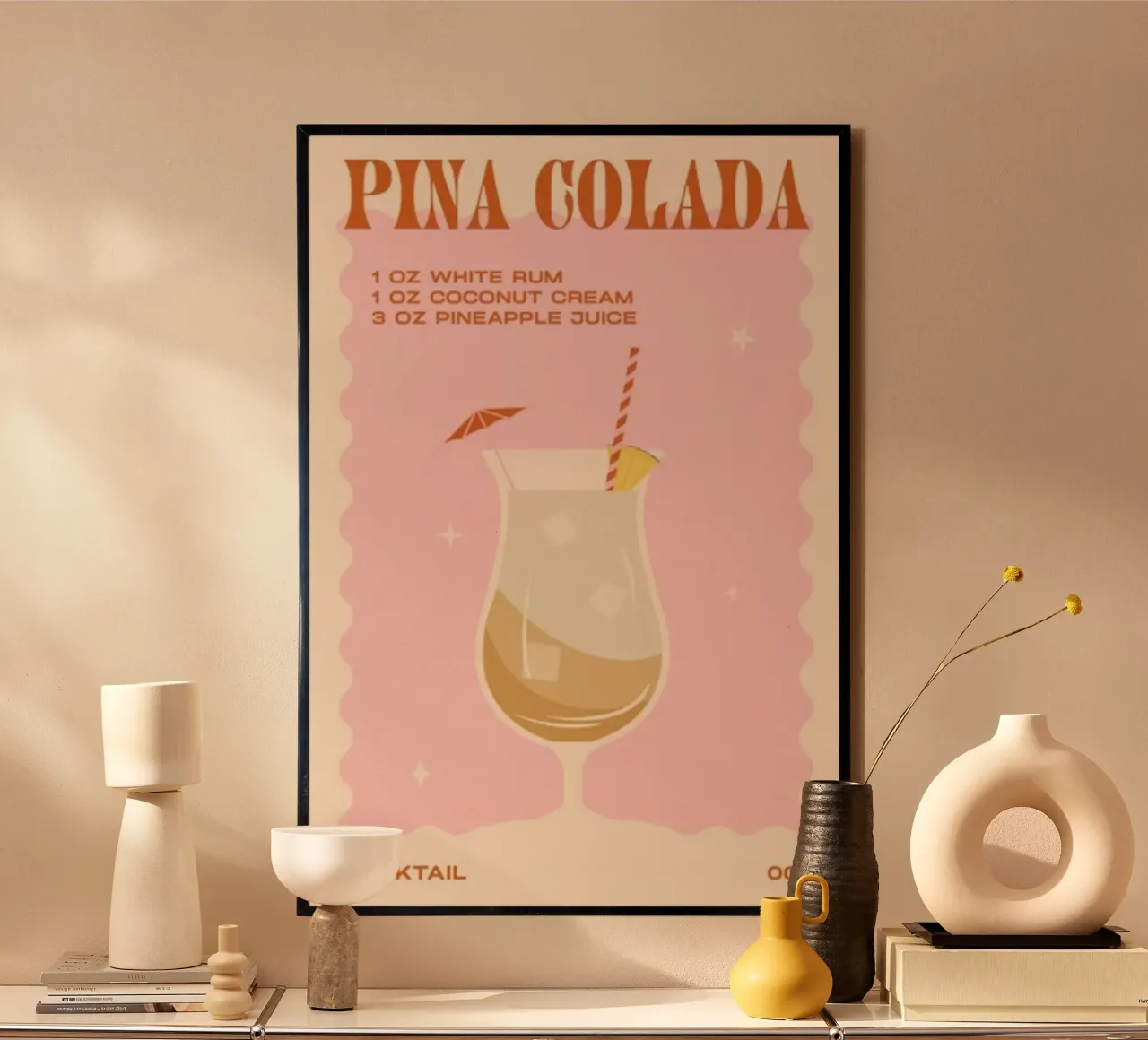 Pina Colada Cocktail poster with aluminum frame by noahmiss