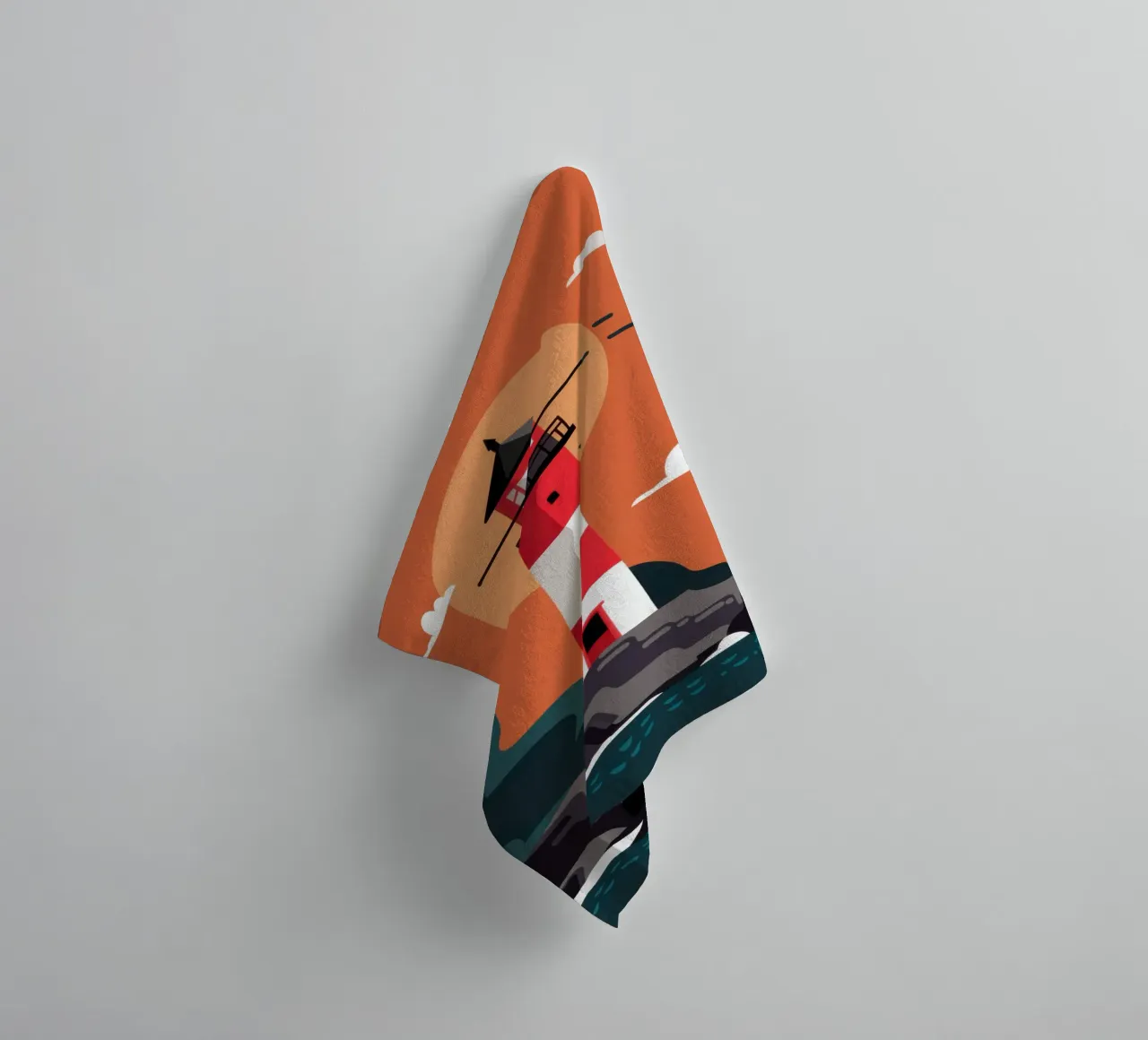 Sunset Lighthouse Beacon towel by Lunar Valentina