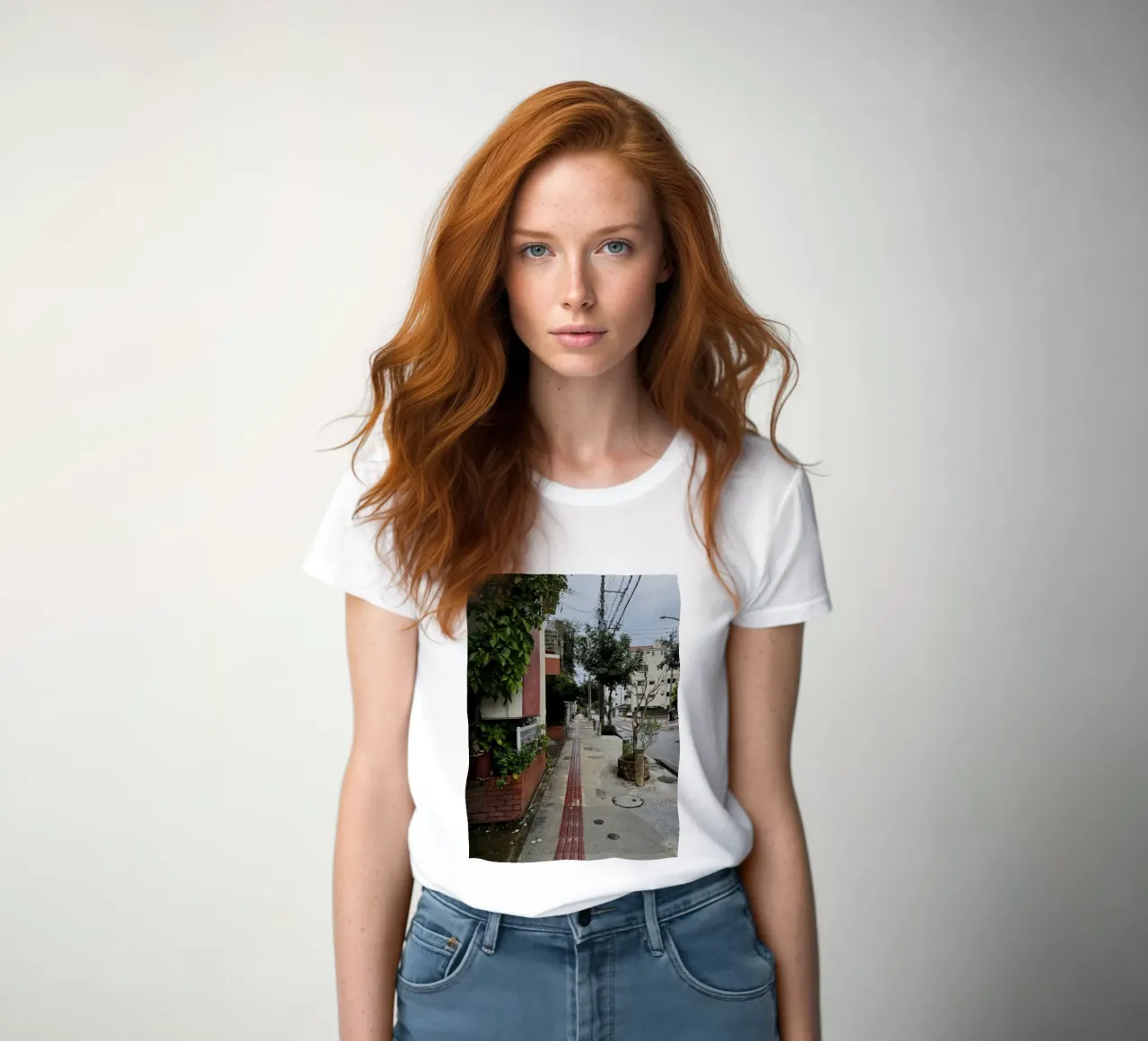 Empty street in Naha, Okinawa women's fitted t-shirt by byrieneke