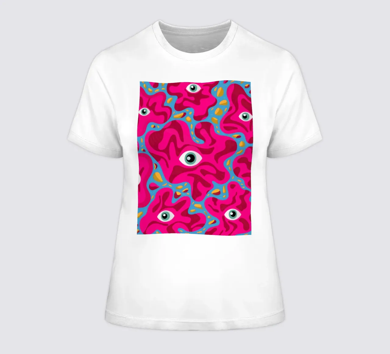 Psychedelic Eye Pattern women's fitted t-shirt by Thistle Bloom