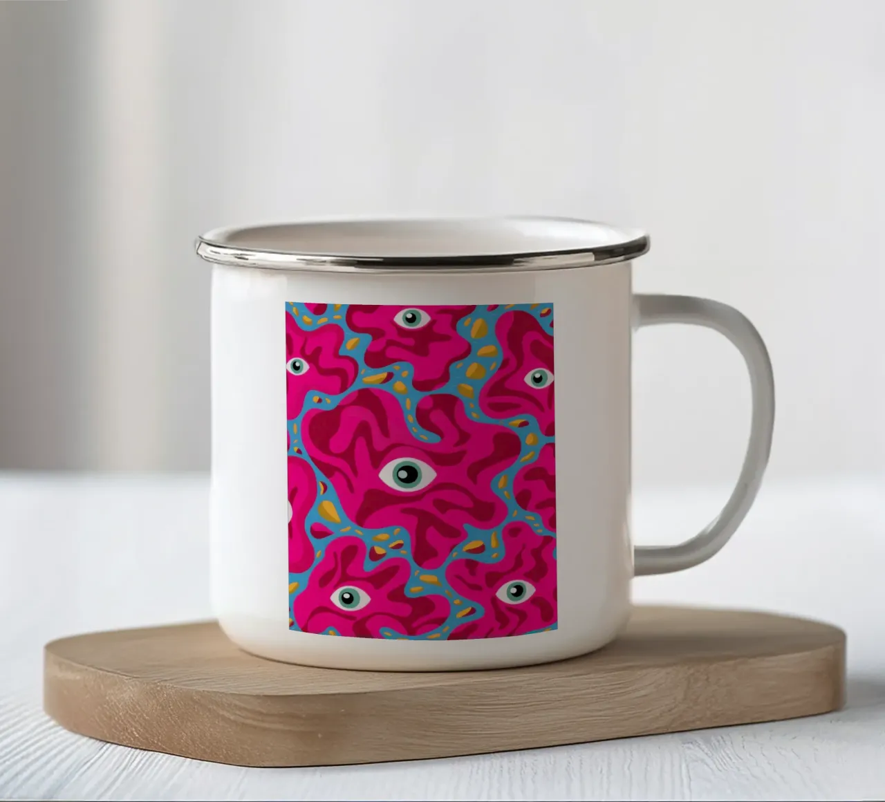 Psychedelic Eye Pattern enamel mug by Thistle Bloom